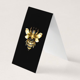 Faux Gold Foil Logo Bee Polygonal on Black