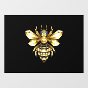 Faux Gold Foil Logo Bee Polygonal on Black