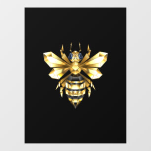Faux Gold Foil Logo Bee Polygonal on Black