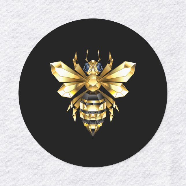 Faux Gold Foil Logo Bee Polygonal on Black (Design 1)