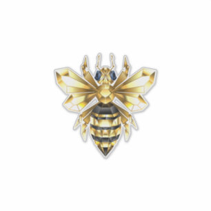 Faux Gold Foil Logo Bee Polygonal on Black
