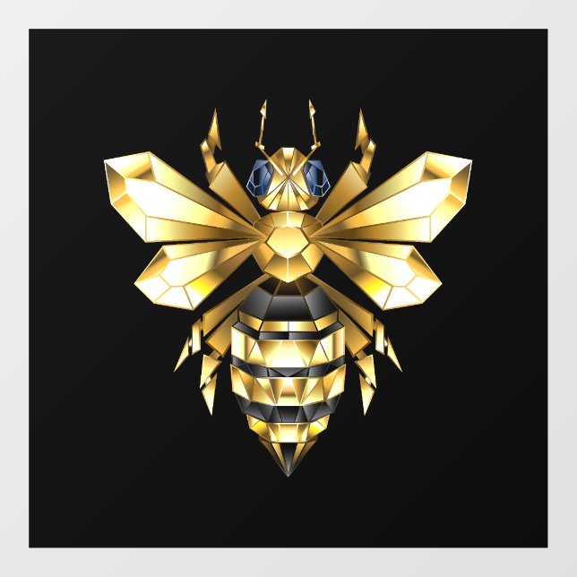 Faux Gold Foil Logo Bee Polygonal on Black (Sheet)
