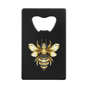 Faux Gold Foil Logo Bee Polygonal on Black