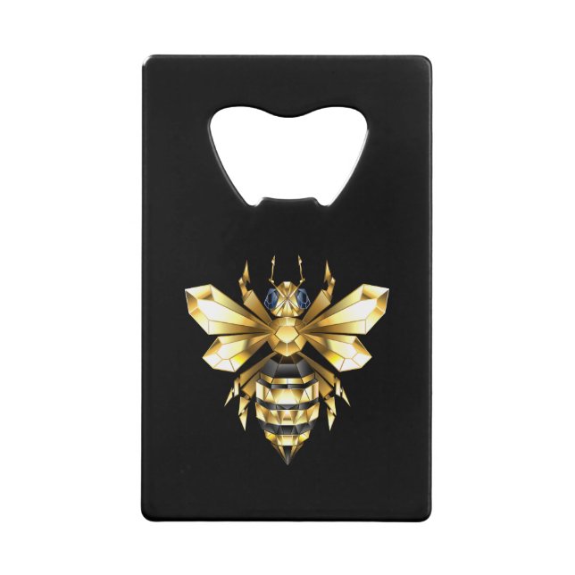 Faux Gold Foil Logo Bee Polygonal on Black (Front)