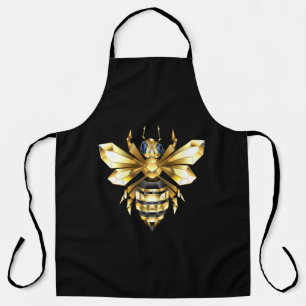 Faux Gold Foil Logo Bee Polygonal on Black Apron