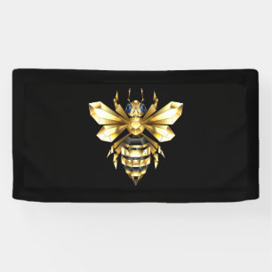 Faux Gold Foil Logo Bee Polygonal on Black Banner