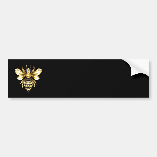 Faux Gold Foil Logo Bee Polygonal on Black Bumper Sticker (Front)