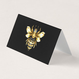 Faux Gold Foil Logo Bee Polygonal on Black Business Card