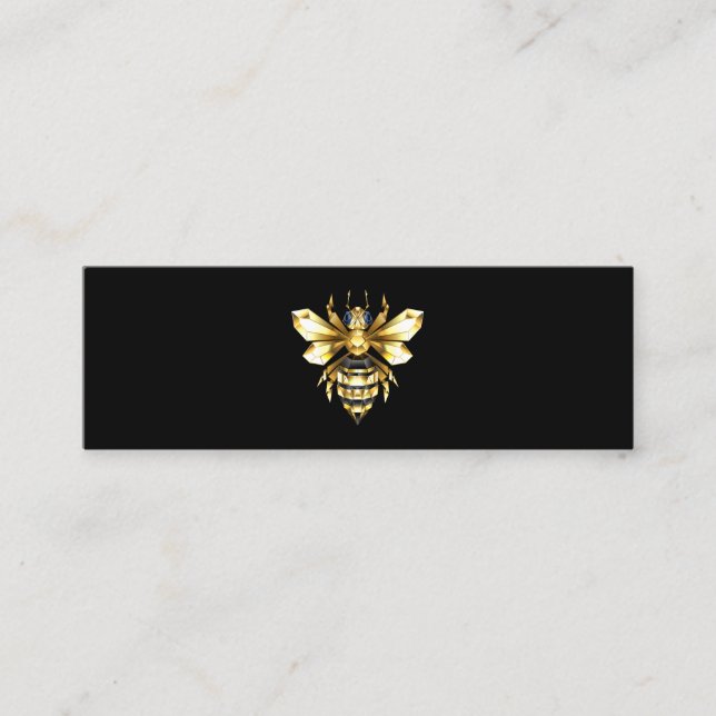 Faux Gold Foil Logo Bee Polygonal on Black Calling Card (Front)