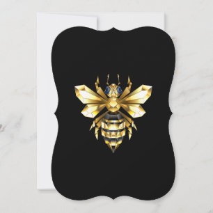 Faux Gold Foil Logo Bee Polygonal on Black Card