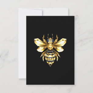 Faux Gold Foil Logo Bee Polygonal on Black Card