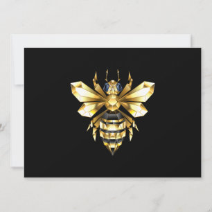 Faux Gold Foil Logo Bee Polygonal on Black Card