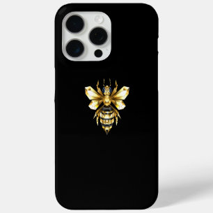 Faux Gold Foil Logo Bee Polygonal on Black iPhone 15 Pro Max Case