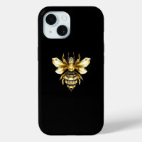 Faux Gold Foil Logo Bee Polygonal on Black