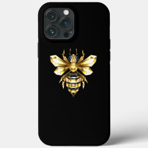 Faux Gold Foil Logo Bee Polygonal on Black iPhone 13 Pro Max Case
