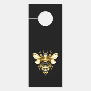 Faux Gold Foil Logo Bee Polygonal on Black Door Hanger
