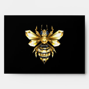 Faux Gold Foil Logo Bee Polygonal on Black Envelope