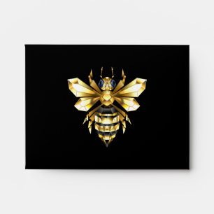 Faux Gold Foil Logo Bee Polygonal on Black Envelope
