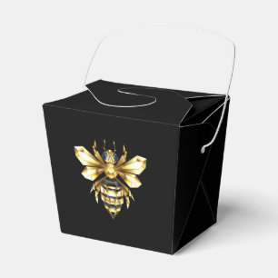 Faux Gold Foil Logo Bee Polygonal on Black Favour Box