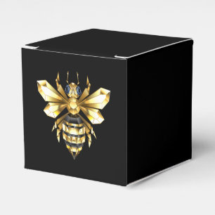 Faux Gold Foil Logo Bee Polygonal on Black Favour Box