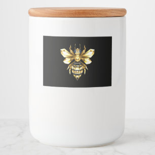 Faux Gold Foil Logo Bee Polygonal on Black Food Label
