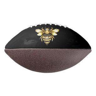Faux Gold Foil Logo Bee Polygonal on Black Football