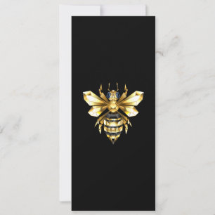Faux Gold Foil Logo Bee Polygonal on Black Holiday Card
