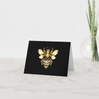 Faux Gold Foil Logo Bee Polygonal on Black
