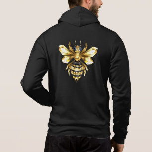 Faux Gold Foil Logo Bee Polygonal on Black Hoodie
