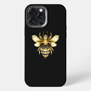 Faux Gold Foil Logo Bee Polygonal on Black iPhone 13 Pro Max Case
