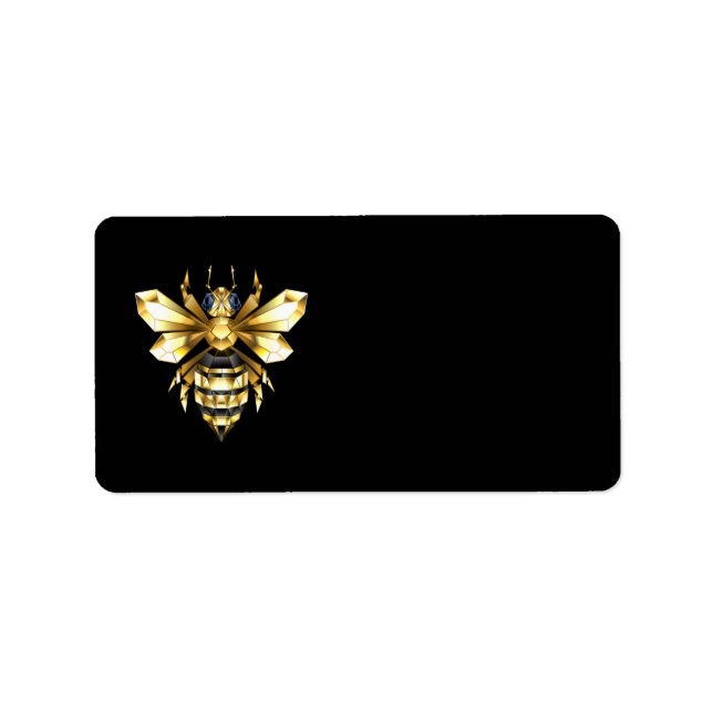 Faux Gold Foil Logo Bee Polygonal on Black Label (Front)