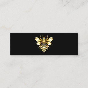 Faux Gold Foil Logo Bee Polygonal on Black Loyalty Card