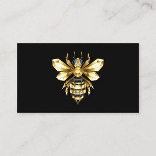 Faux Gold Foil Logo Bee Polygonal on Black Referral Card