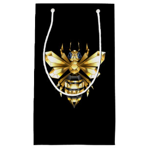 Faux Gold Foil Logo Bee Polygonal on Black Small Gift Bag