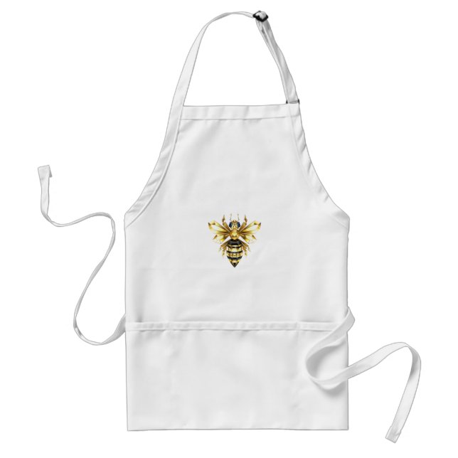 Faux Gold Foil Logo Bee Polygonal on Black Standard Apron (Front)
