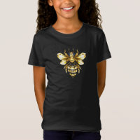 Faux Gold Foil Logo Bee Polygonal on Black
