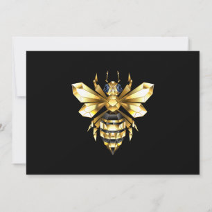 Faux Gold Foil Logo Bee Polygonal on Black Thank You Card