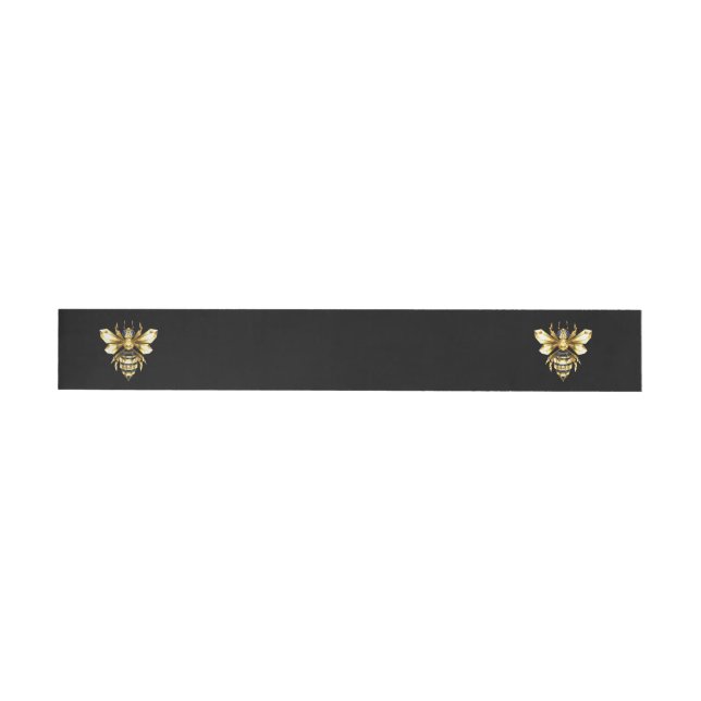 Faux Gold Foil Logo Bee Polygonal on Black Wraparound Address Label (Individual)