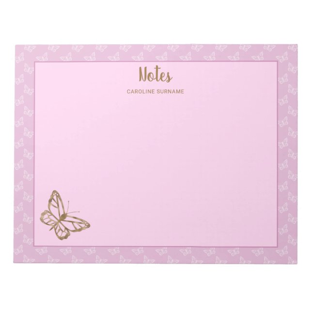 Faux Gold Foil Look Butterfly On Lavender Purple Notepad (Front)