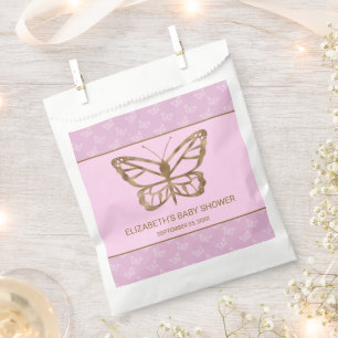 Faux Gold Foil Look Butterfly - Purple Baby Shower Favour Bags