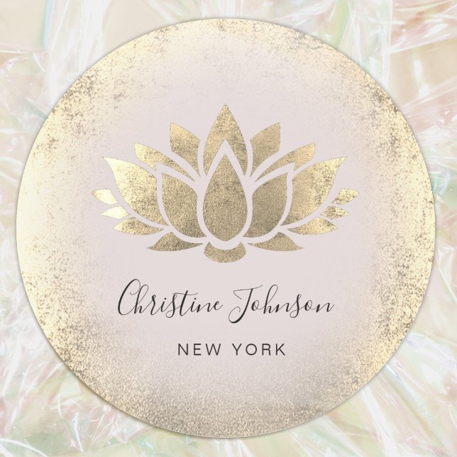 faux gold foil lotus design classic round sticker (Creator Uploaded)