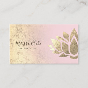 faux gold foil lotus flower logo business card