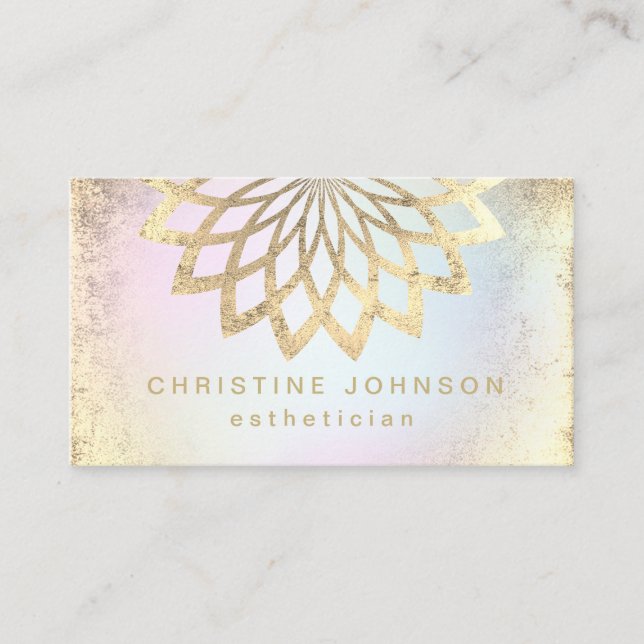 FAUX gold foil lotus logo on pastel colours Business Card (Front)