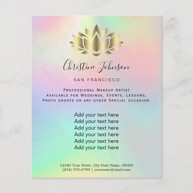 faux gold foil lotus logo on pastel colours flyer (Front)