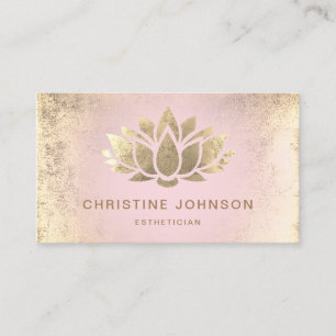 faux gold foil lotus on pink gradient business card