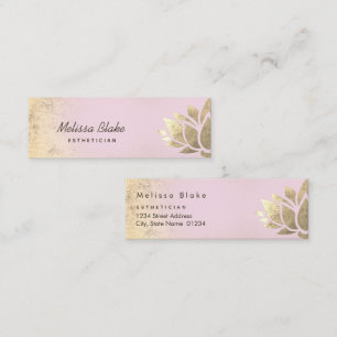 faux gold foil lotus on pink gradient mini business card