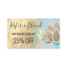 faux gold foil lotus referral card 