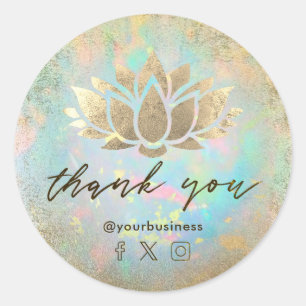 faux gold foil lotus thank you classic round sticker