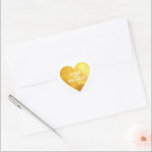 Faux Gold foil Love Heart with bride groom names  Classic Round Sticker<br><div class="desc">A cute and romantic faux gold foil (not real gold) heart of love...  personalised with the bride and groom names</div>