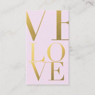 Faux Gold Foil Love Pink Business Card